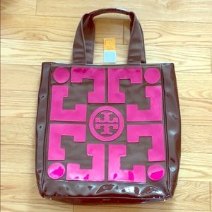 Tory Burch Pink And Chocolate Tote EC